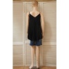 Afbeelding van Italy Moda - Dames Singlet - A-lijn - V-hals - Zwart - Plooing Allover