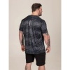 Afbeelding van D555 - Hewitt - Heren Plussize Shirt - Zwart - Grijs - Alover Print - Glimmend