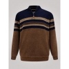 Afbeelding van D555 - Heath - Grote Maat Heren Trui - Navy - Khaki - Met Ritsje - Gevoerd
