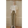 Afbeelding van Annuo Fashion - Dames Wide Leg Stretch Pants / Broek - Khaki - Naad Voor