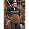 Afbeelding van D555 - Heath - Grote Maat Heren Trui - Navy - Khaki - Met Ritsje - Gevoerd
