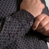 Afbeelding van D555 - Sheffield - Heren Grote Maat Overhemd - Navy - Micro Allover Print