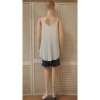 Afbeelding van Italy Moda - Dames Singlet - A-lijn - V-hals - Off-white - Plooing Allover
