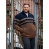 Afbeelding van D555 - Heath - Grote Maat Heren Trui - Navy - Khaki - Met Ritsje - Gevoerd