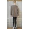 Afbeelding van Broektiek - Dames Stretch Shirt - Taupe - V-hals Met Glitter Rits