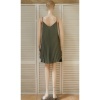 Afbeelding van Italy Moda - Dames Singlet - A-lijn - V-hals - Legergroen - Plooing Allover