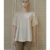 Afbeelding van New Feeling Paris - Dames Shirt - Off-white - Pofmouwtjes - Geborduurd Gaatjes Motief