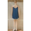 Afbeelding van Italy Moda - Dames Singlet - A-lijn - V-hals - Blauw - Plooing Allover