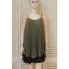 Afbeelding van Italy Moda - Dames Singlet - A-lijn - V-hals - Legergroen - Plooing Allover