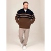 Afbeelding van D555 - Heath - Grote Maat Heren Trui - Navy - Khaki - Met Ritsje - Gevoerd