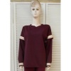 Afbeelding van Jooka - Dames Sweater - Bordeaux - Ronde hals - Boord onderaan