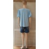 Afbeelding van New Feeling Paris - Dames Shirt - Lichtblauw - Pofmouwtjes - Geborduurd Gaatjes Motief