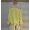 Afbeelding van OLM51 - Dames Shirt - Geel - Elastiek Aan Onderzijde - Ronde Hals