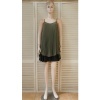 Afbeelding van Italy Moda - Dames Singlet - A-lijn - V-hals - Legergroen - Plooing Allover