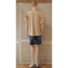Afbeelding van New Feeling Paris - Dames Shirt - Khaki - Pofmouwtjes - Geborduurd Gaatjes Motief