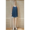 Afbeelding van Italy Moda - Dames Singlet - A-lijn - V-hals - Blauw - Plooing Allover