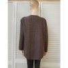 Afbeelding van Broektiek - Dames Stretch Shirt - Bruin - V-hals Met Glitter Rits
