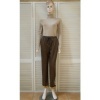 Afbeelding van Willy-Z fashion - Dames Leatherlook Stretch Broek - Bruin - Elastische Taiileband Met Koord