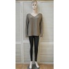 Afbeelding van New Collection - Dames Shirt - Taupe - V-hals - Lange Mouwen