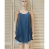Afbeelding van Italy Moda - Dames Singlet - A-lijn - V-hals - Blauw - Plooing Allover
