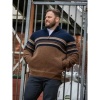 Afbeelding van D555 - Heath - Grote Maat Heren Trui - Navy - Khaki - Met Ritsje - Gevoerd