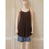Afbeelding van Italy Moda - Dames Singlet - A-lijn - V-hals - Bruin - Plooing Allover