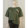 Afbeelding van Italy Moda - Dames Sweater - Army Groen - Korte Mouwen
