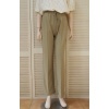 Afbeelding van Annuo Fashion - Dames Wide Leg Stretch Pants / Broek - Khaki - Naad Voor