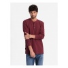 Afbeelding van Blue Seven - Heren Serafino Shirt - Bordeaux - Lange Mouwen