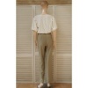 Afbeelding van Annuo Fashion - Dames Wide Leg Stretch Pants / Broek - Khaki - Naad Voor