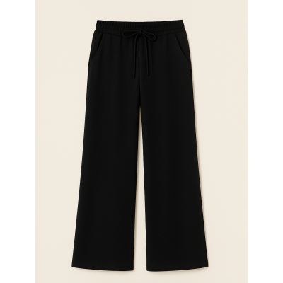 Foto van Annuo Fashion - Dames Wide Leg Stretch Pants / Broek - Zwart