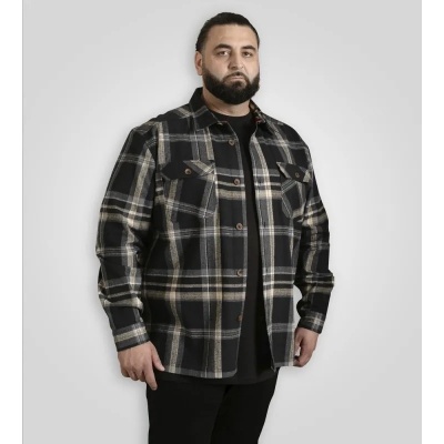 Foto van D555 Falkirk - Heren Grote Maat Over Shirt - Zwart-Grijs Geblokt - Dik Flanel