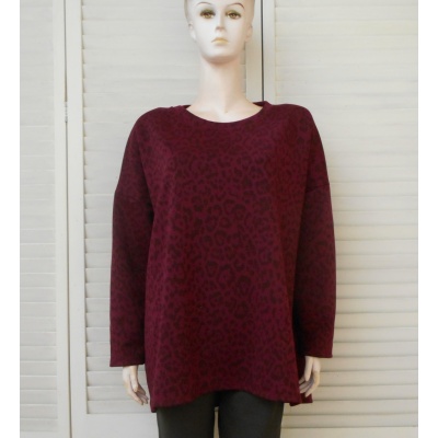 Foto van Italy Moda - Uplng - Dames Sweater - Bordeaux - Tijgerprint