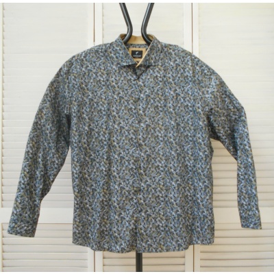 Foto van Fortunato - Heren Plussize Overhemd - Grijs / Camel / Zwart - Allover Print