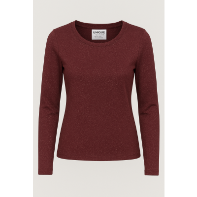 Foto van Unique - New Collection - Dames Shirt - Glitter - Bordeaux