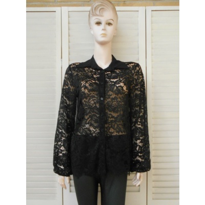 Foto van Willy-Z fashion - Kanten Dames Blouse - Zwart 