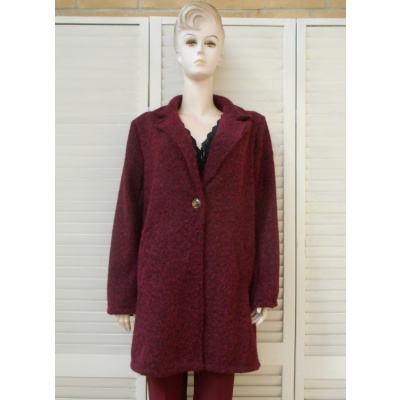 Foto van Unique - New Collection - Dames Parka - Bordeaux - Boucle - Steekzakken