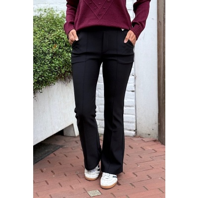 Foto van Annuo Fashion - Dames Flair Stretch Pants / Broek - Navy - Naad Voor