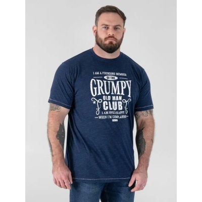 Foto van D555 - COOPER - Heren Plussize T-Shirt - Navy melee- Print