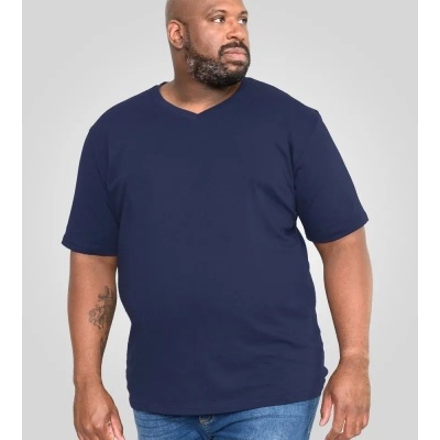 Foto van D555 - SIGNATURE - Heren Plussize V-hals Shirt - Uni - Navy