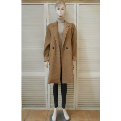 Foto van OLM51 - Dames Lange Jas - Khaki - Stretch Boucle