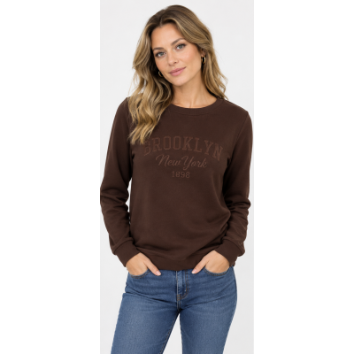 Foto van Italy Moda - Dames Sweater - Bruin - Lange Mouwen