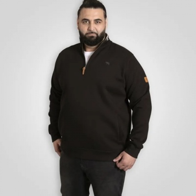 Foto van D555 Russel - Heren Grote Maat Sweater - Zwart - Met Ritsje