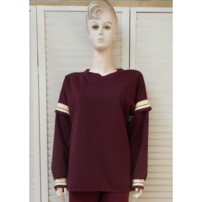 Foto van Jooka - Dames Sweater - Bordeaux - Ronde hals - Boord onderaan