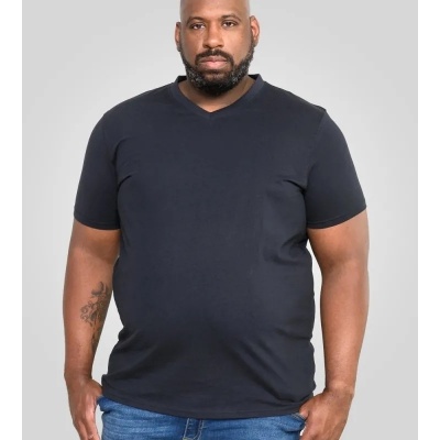 Foto van D555 - SIGNATURE - Heren Plussize V-hals Shirt - Uni - Zwart