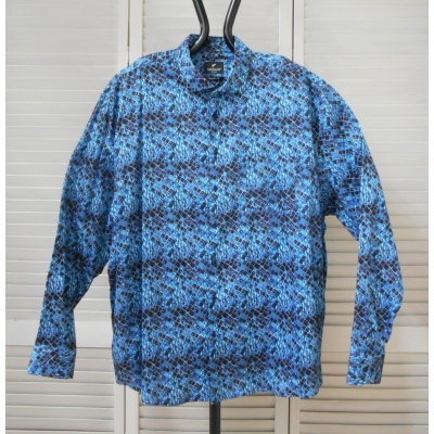 Foto van Fortunato - Heren Plussize Overhemd - Blauw - Allover Print
