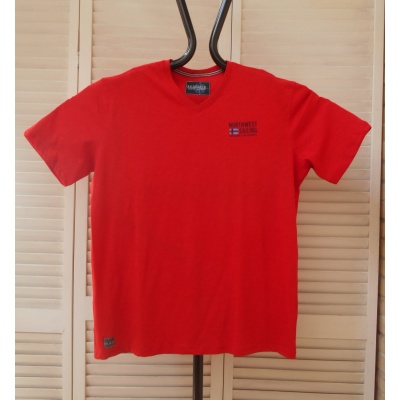 Foto van Redfield - Heren Grote Maat V-hals Shirt - Rood - Korte Mouwen