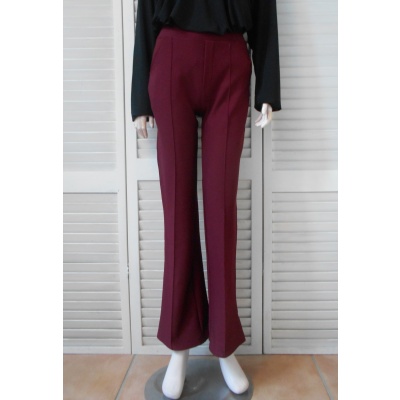 Foto van Annuo Fashion - Dames Flair Stretch Pants / Broek - Bordeaux - Naad Voor