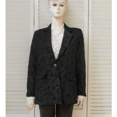 UNIQUE - Dames Blazer - Zwart - Glimmend Gebloemd