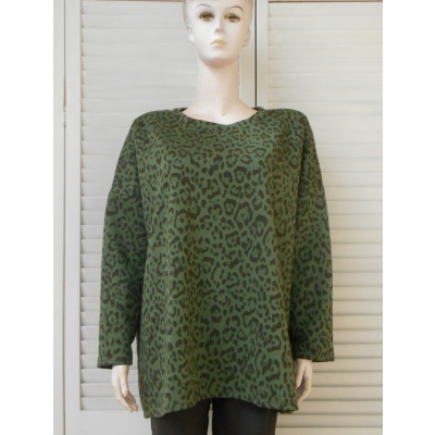 Foto van Italy Moda - Uplng - Dames Sweater - Groen - Tijgerprint